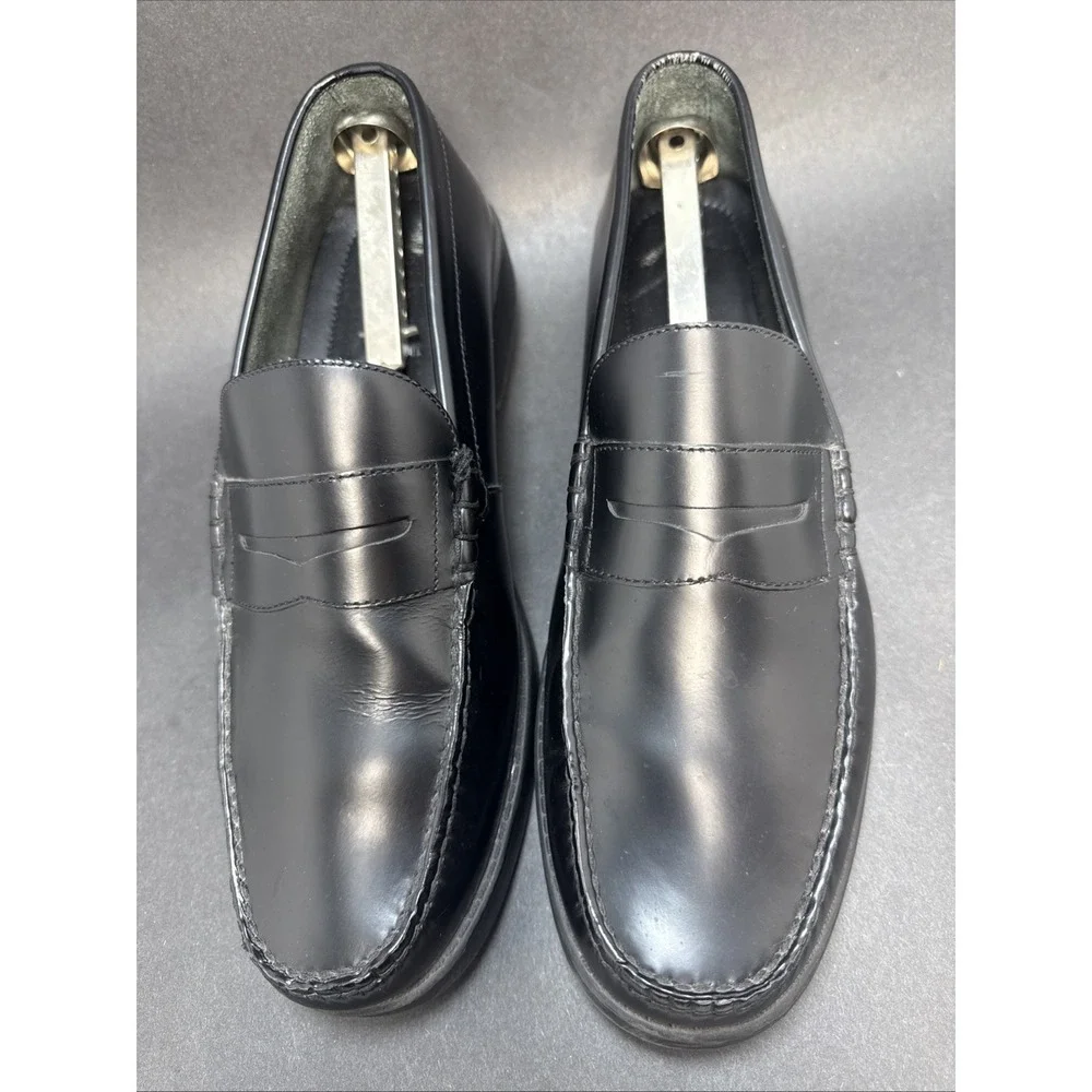 Brassboot Black Leather Men's Dress Loafers 13 M Shoes w Vtg Shoe Tree Stretcher